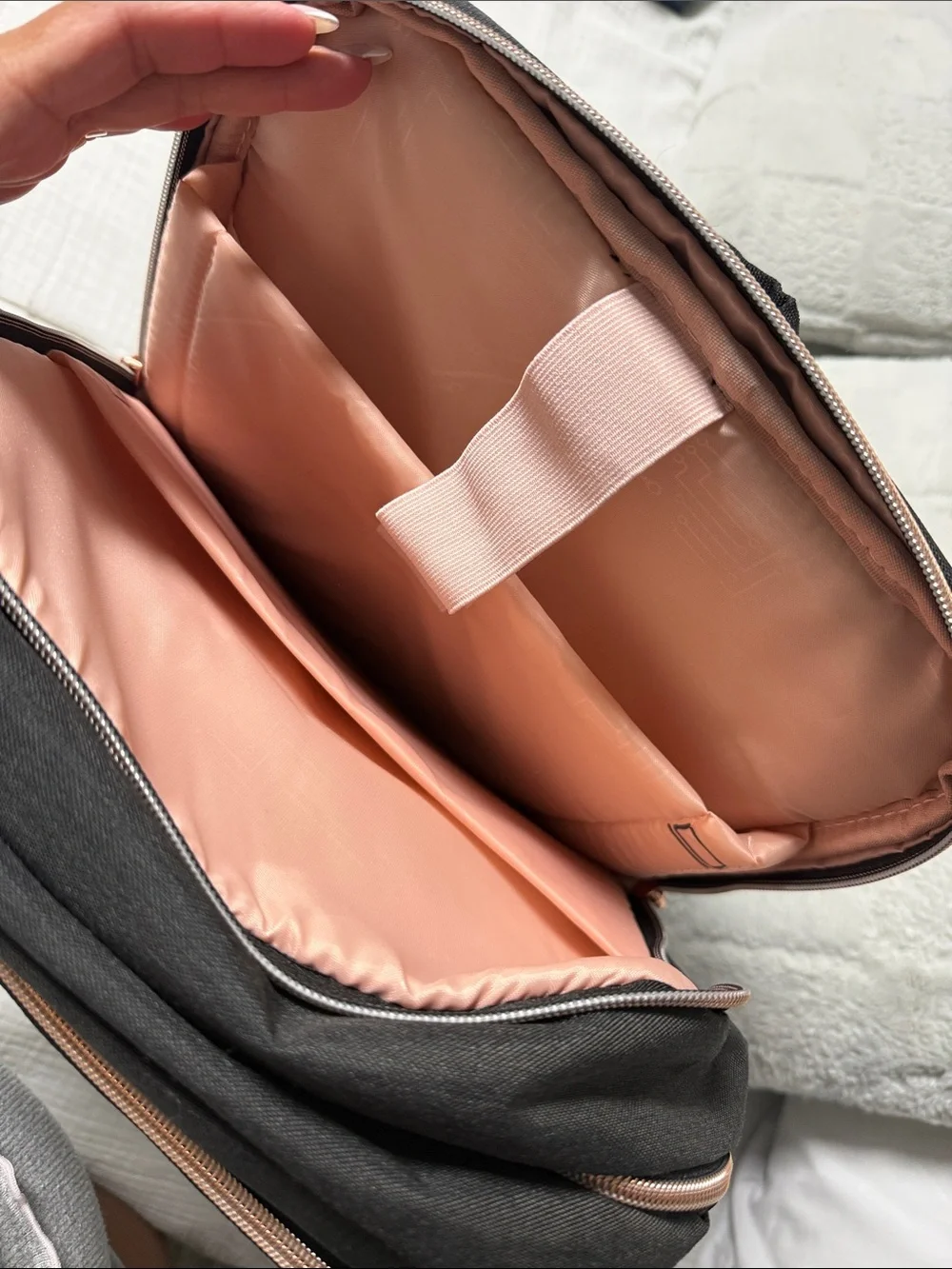 Used Black women Backpack with Rose Gold Accents
